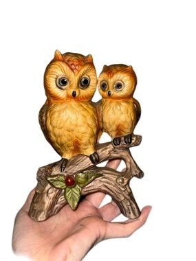 Vintage ceramic bisque owl plug in light